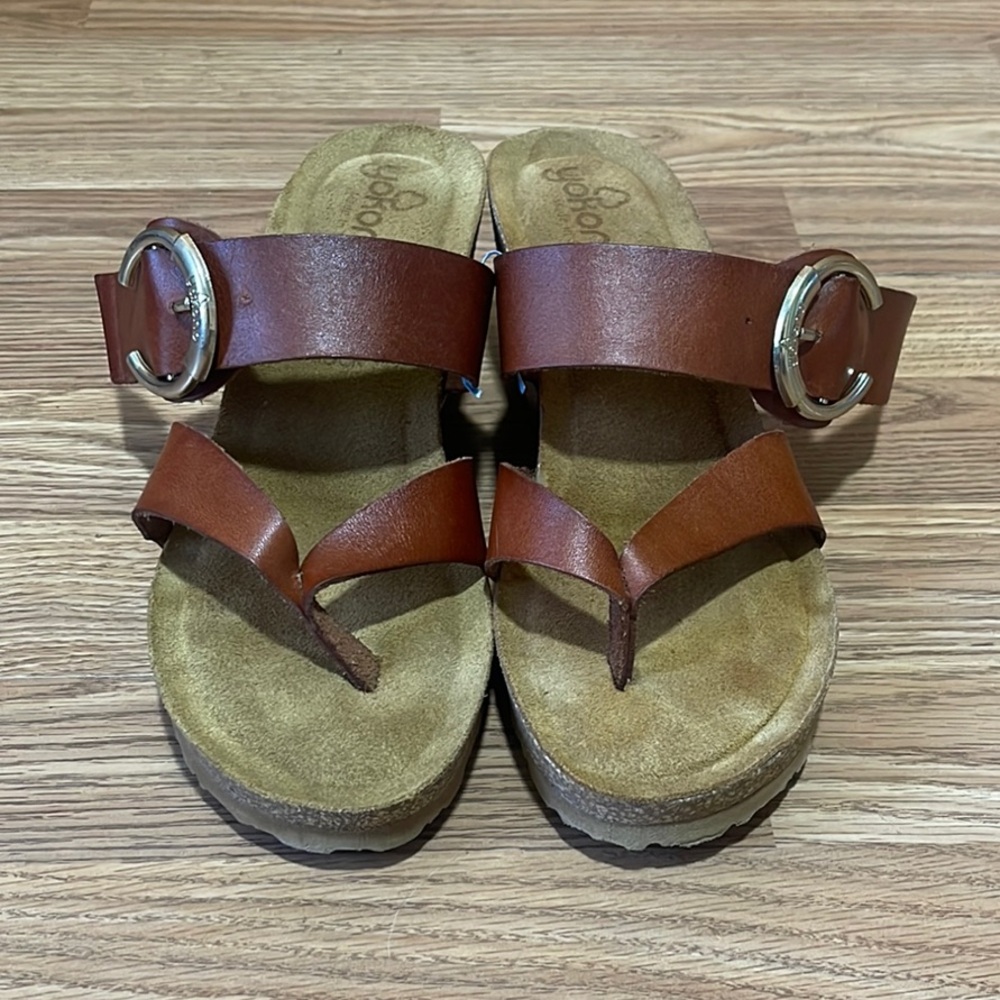 Yokono Brown Leather Sandals with Buckle